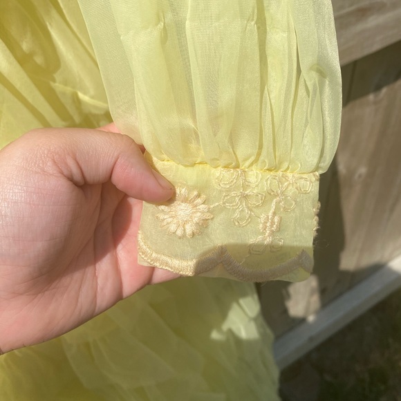 Vintage Nadine Lemon Yellow Ruffled Tiered Dress - Picture 4 of 16